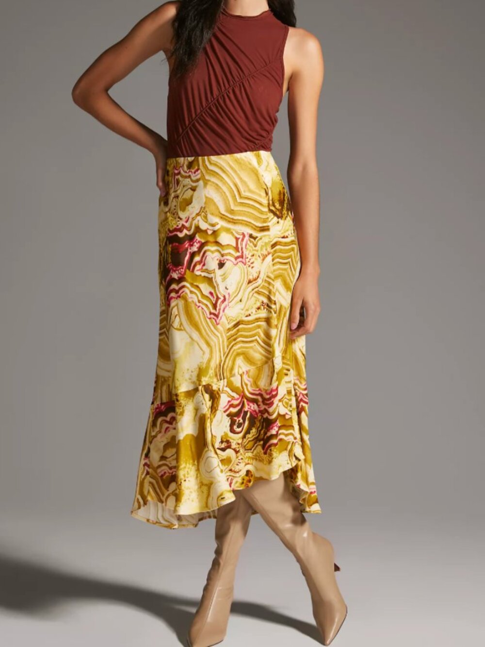 Anthropologie Flouncy Midi Skirt | sz XS